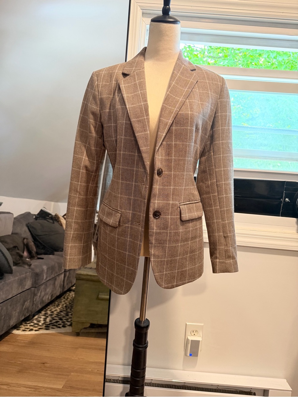 a new day Brown Windowpane Blazer